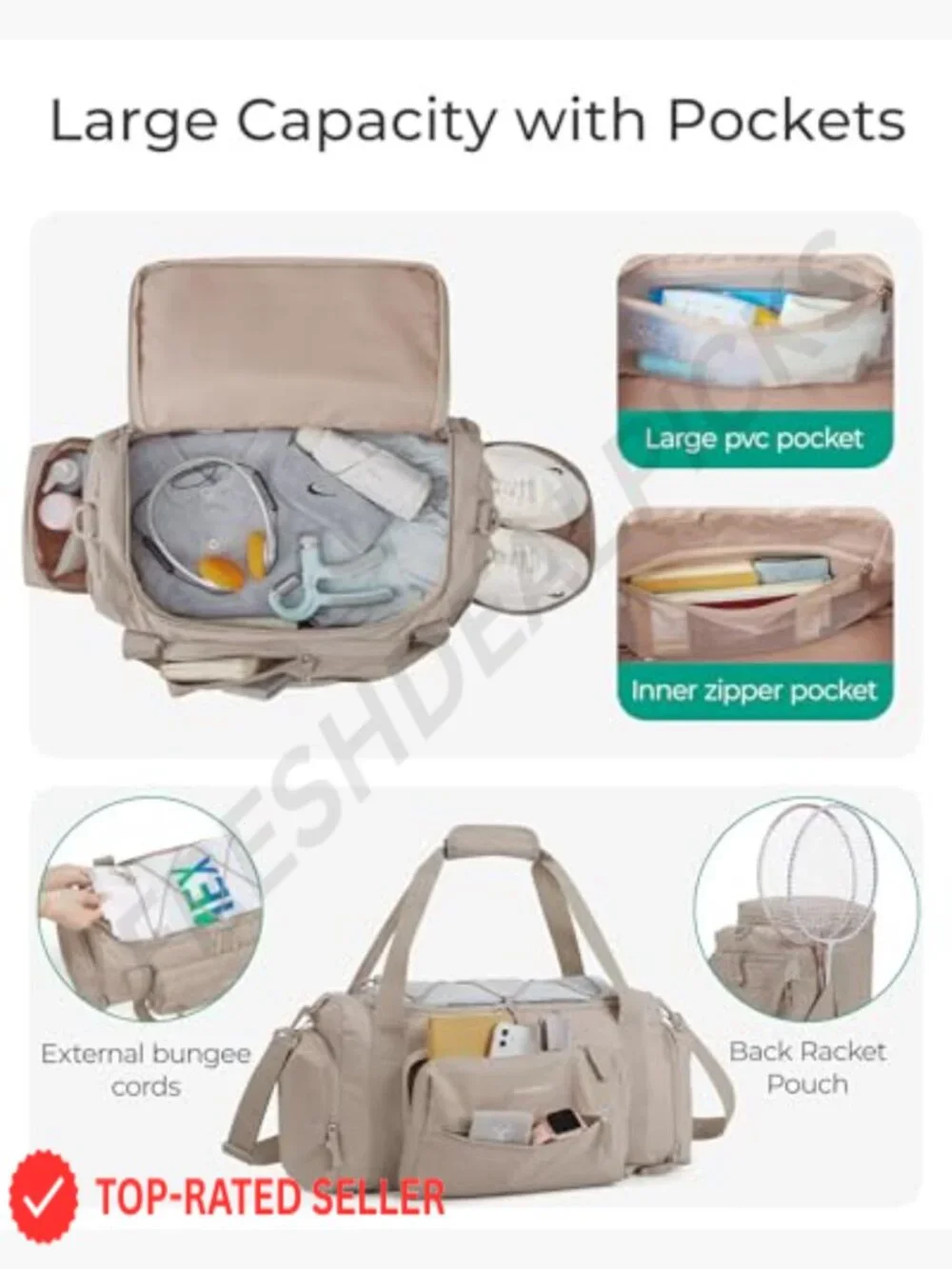 4-in-1 Gym Travel Duffel Bag with Shoe Compartment Wet Pocket TSA Friendly